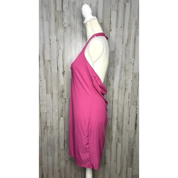 NWT PrettyLittleThing Women's 14‎ Pink Triple Cut Out Halterneck Bodycon Dress - Picture 8 of 10